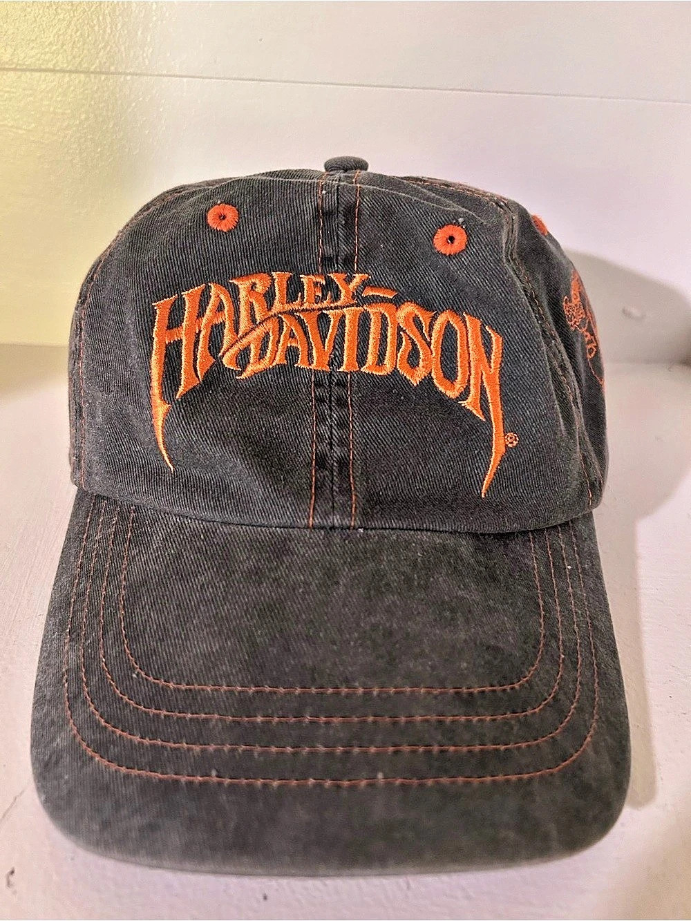Harley-Davidson Black & Orange Embroidered Adjustable Cap